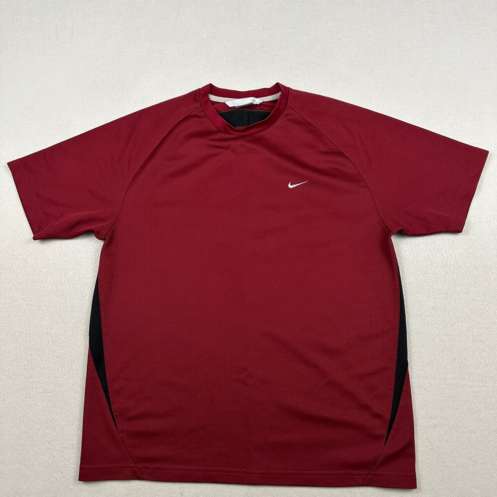 Vintage Nike Shirt Men Medium Burgundy Black Swoosh Basketball Y2K 2000s M